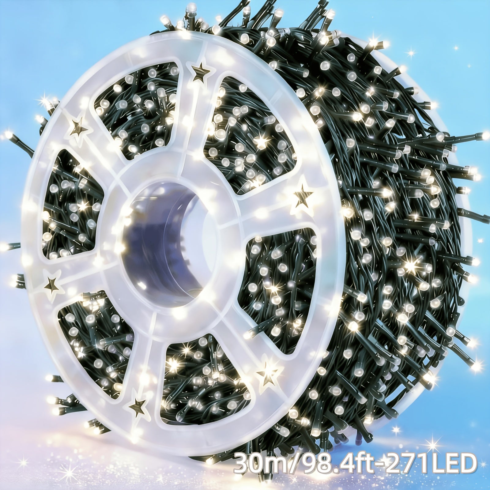 LED串灯 411颗/331颗/271颗/191颗灯珠 8种模式 IPX4级防溅户外仙女灯 适用于圣诞、情人节、复活节、万圣节、感恩节、跨年夜、独立日、光明节、排灯节、婚礼、花园、阳台、露台、派对装饰