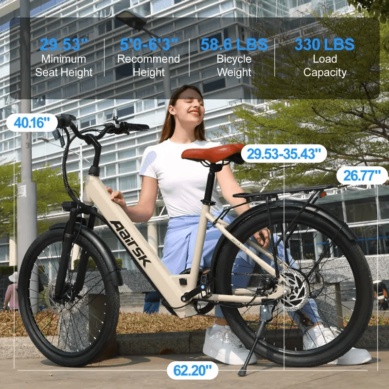 24英寸电动山地自行车 550W峰值功率 36V 13.1Ah电池 成人电动越野车 19.7英里/小时 成人电动自行车 35.5英里续航里程 成人电动摩托车自行车
