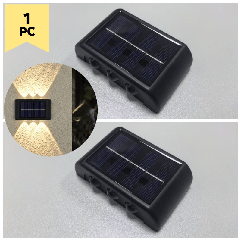 6LED Adjustable Solar Wall Washer Light, Up and Down Adjustable Convex Mirror Wall Light / Warm Light, Outdoor Landscape Light, Villa Lighting | Architectural Lighting, Courtyard Beautification | Villa Exterior Wall Art Wall Washer Light