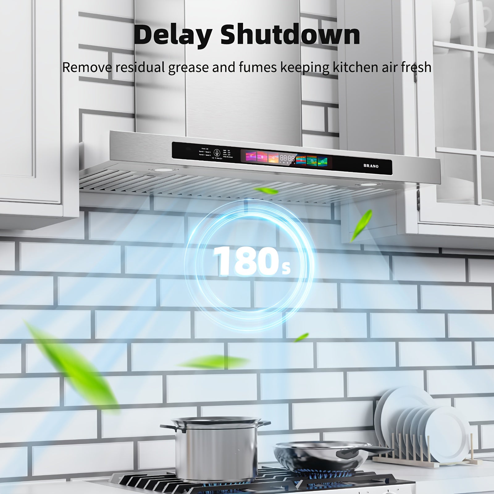 900 CFM Stainless Steel Wall-Mounted Range Hood – Ducted/Ductless Convertible Kitchen Exhaust Hood with Voice Control, 4-Speed Exhaust Fan, Memory Mode, 4 Adjustable Lights