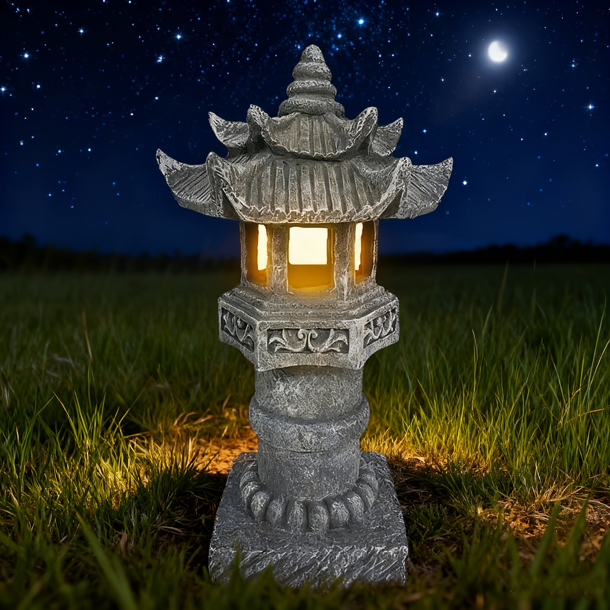 OTDECOR 1-Piece Vintage Style Spire Outdoor Statue Light, Outdoor Courtyard Decoration, IP44 Resin Outdoor Garden Decor, for Courtyard Art, Lawn Decoration, Porch, Patio, Balcony, Gift for Mom and Mother-in-Law
