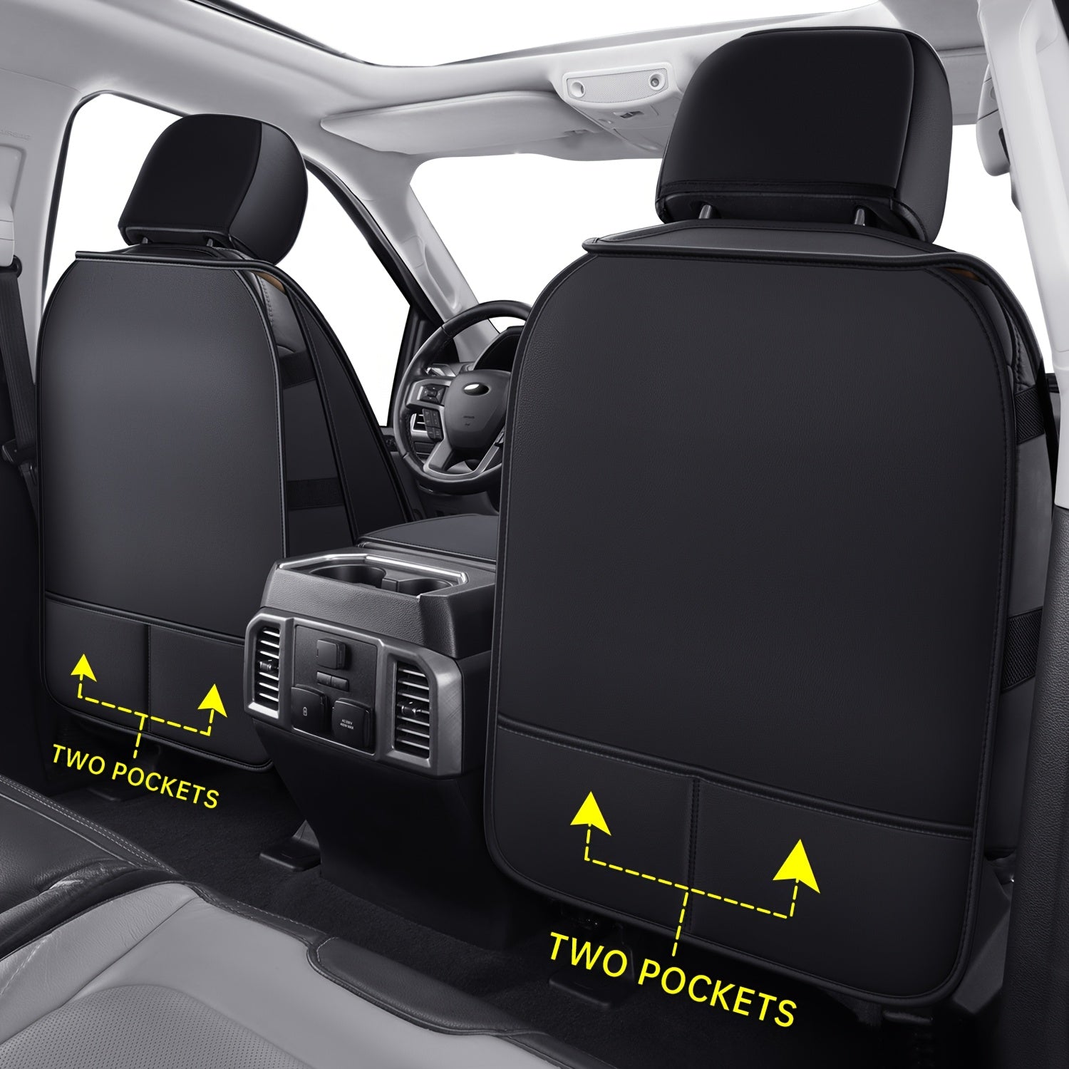 Full Coverage Seat Covers for 2015-2025 Ford F150 and 2017-2025 Ford F250/F350/F450, Made of Waterproof PU Leather