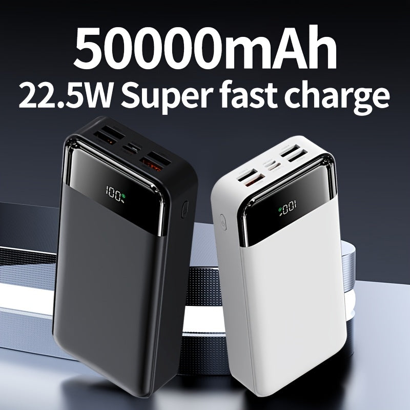 50000mAh大容量移動電源帶LED電量顯示 22.5W快充 - 戶外露營燈，適用於iPhone、安卓及數碼裝置，節日禮物