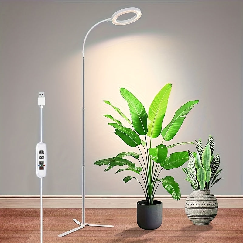 Plant Grow Light, Full Spectrum Indoor Grow Lamp with Gooseneck, 3 Color Temperature Modes & 10-Level Dimmable, 3/6/12H Timer, 65-Inch Tall, Ideal for Large Plants