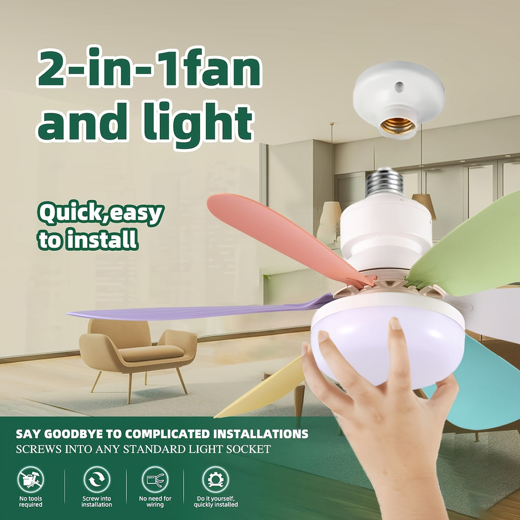 20.5/16.5 Inch Smart LED Ceiling Fan Light, Multicolor & White Light with Remote, 3 Color Temperatures (3000K-6500K) Dimmable, Quiet 3-Speed, Easy Installation, E26/E27 Interface, Modern Ceiling Fan Lamp, 40W for Bedroom Kitchen Garage Workshop