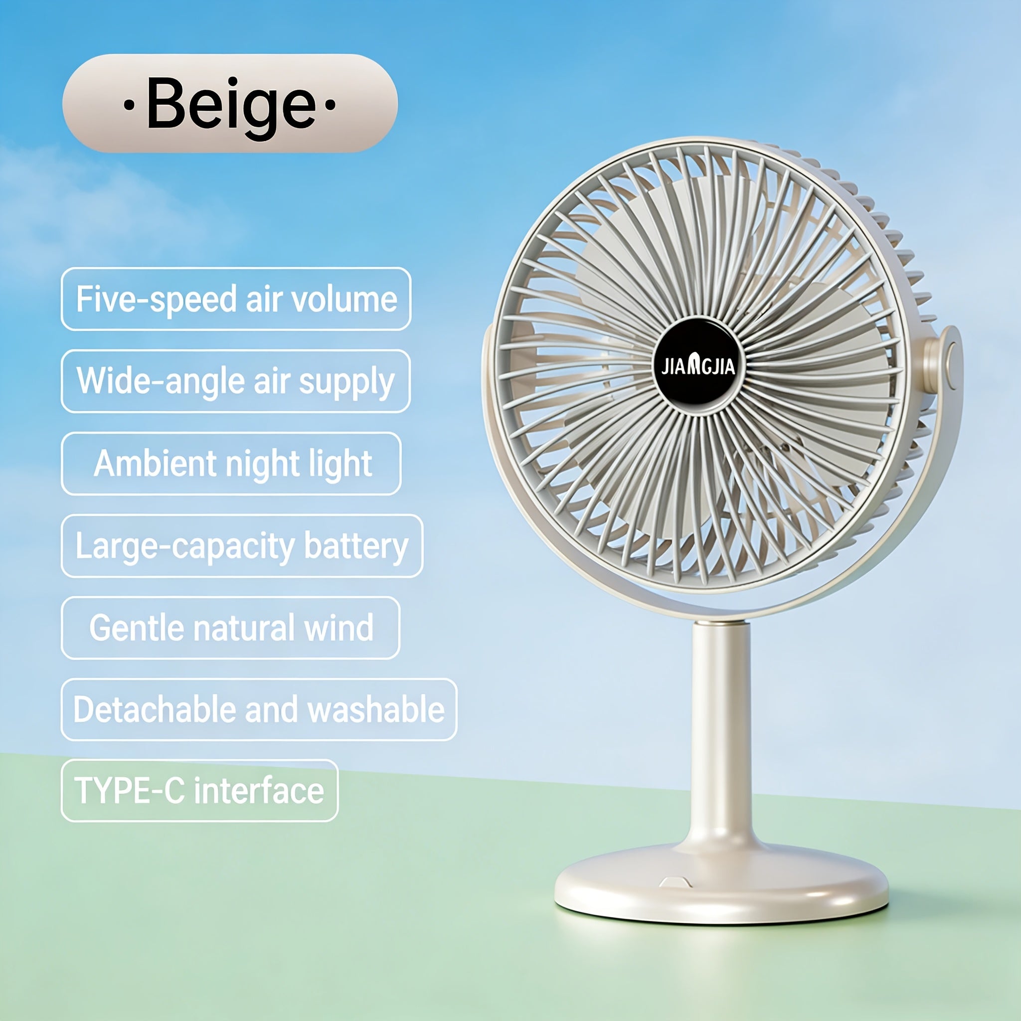 Multifunctional Adjustable Hanging & Desktop Fan | 5 Speed Levels, Built-in Light, USB Charging Port, 360° Adjustable, Triple Fan Design, High Power & Large Capacity Battery, Perfect Partner for Home, Bedroom, Living Room