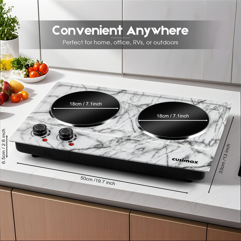 Portable Electric Hot Plate, 1800W Glass Double-Sided Countertop Stove, Dual-Control Stainless Steel Infrared Electric Stove, Small Electric Cooker, Ideal for Home, Dormitory & Office