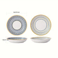 2pcs, 8-Inch Ceramic Bowls, Mixed Colors, Creative Shallow Soup Bowl, Pasta Bowl, Dessert Plate, Large Salad Bowl for Home Kitchen & Restaurant, Kitchenware, Tableware Accessories