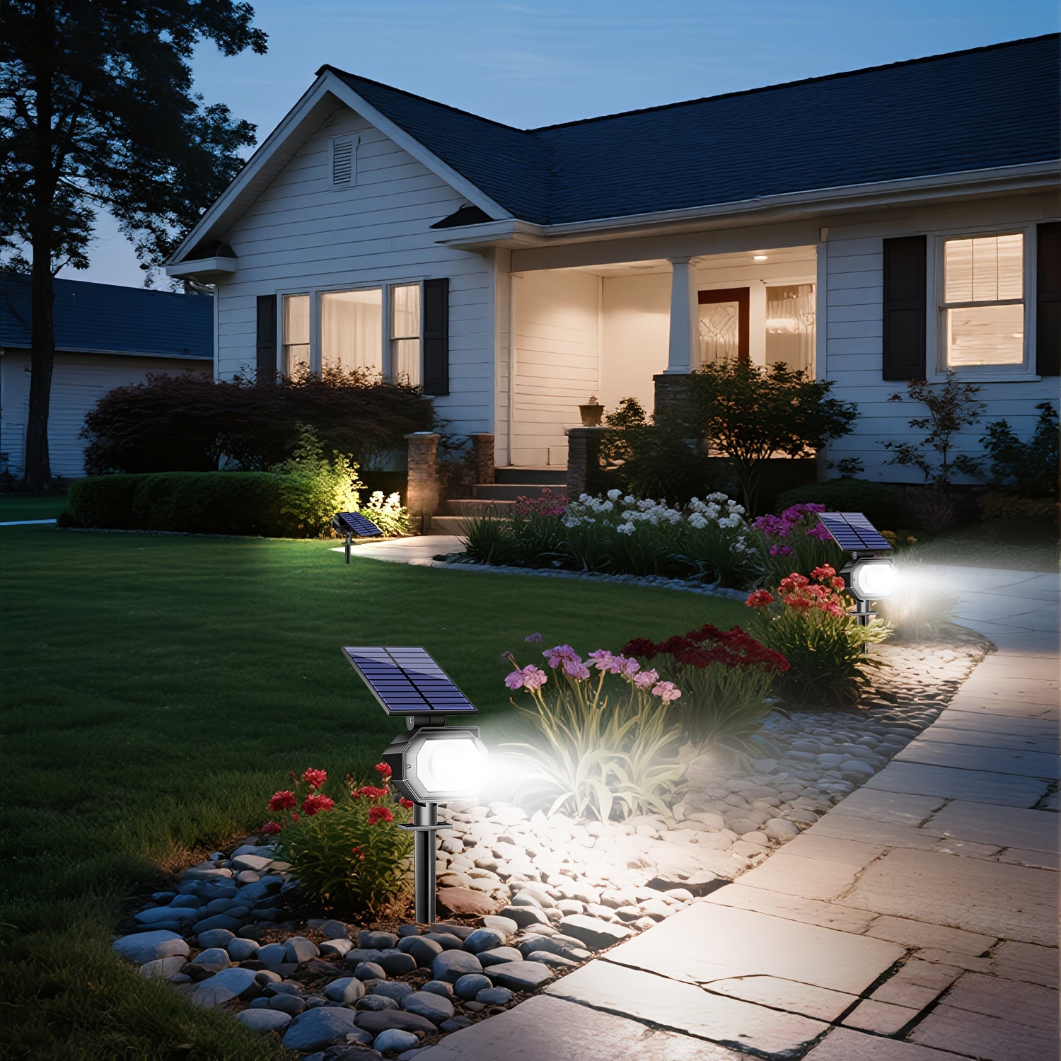 Outdoor Solar Garden Light 8-Piece Set, Suitable for Courtyard, Waterproof Design (IP65), 3 Lighting Options, Wall-Mountable, Light Sensor, Automatically Turns On at Night, Perfect for Floors, Porches and Gardens