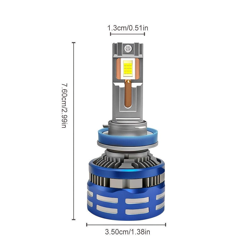 2-Pack H11 Car LED Headlights, H4 LED Headlights, 59400 Lumens, 6500K White Light, Compatible with H4/9003/HB2, 9005/HB3, 9006/HB4, 9012, H11/H9/H8/H7/H18, H1-QY024 Models, CSP Chip, Supports CAN Bus Error-Free Mode