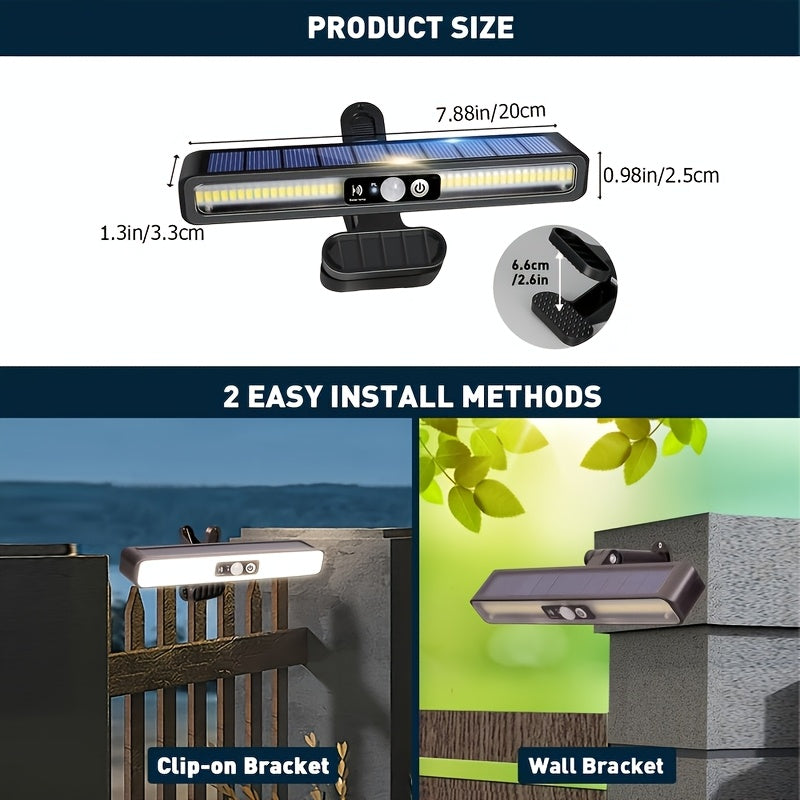 1/2 Pack Solar LED Outdoor Light, Solar Security Wall Light with Motion Sensor, Suitable for Commercial Street and Area Lighting, Solar Street Light Can Be Clip-On or Wall-Mounted, Perfect for Garage, Courtyard, Garden, Campsite Use