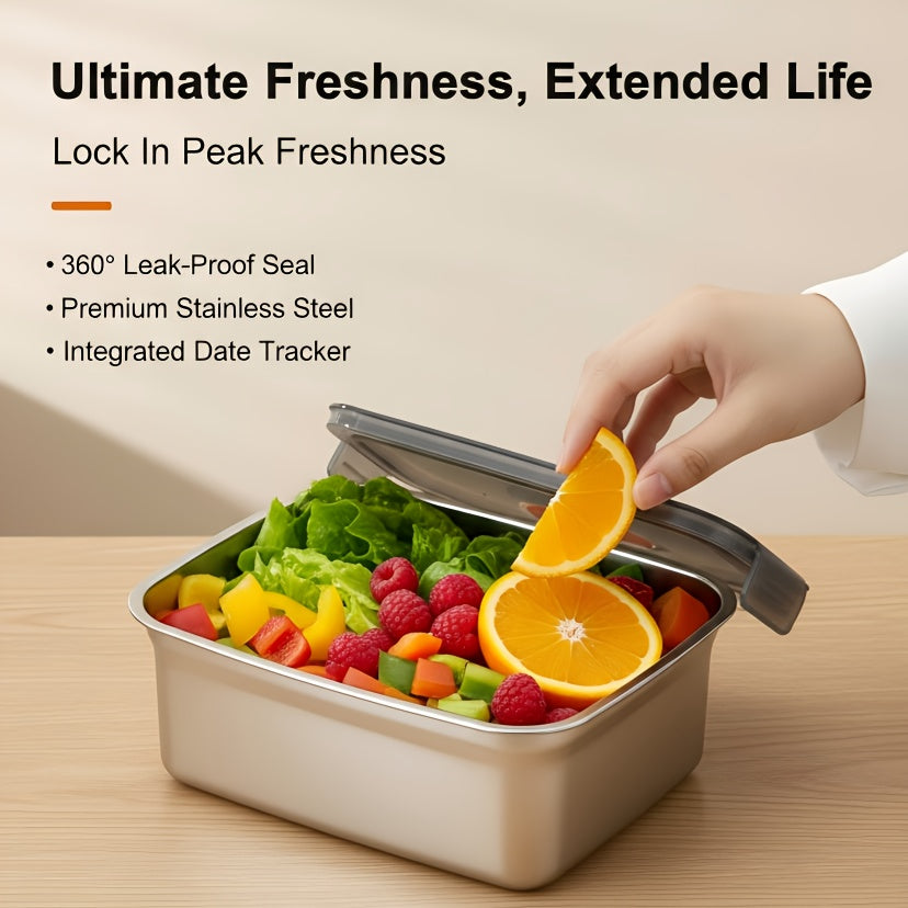 Buy 3 Get 3 Free – 6-Piece Stainless Steel Airtight Food Storage Containers with Lids – Leak-Proof & Stackable Metal Meal Prep Containers – Fridge & Pantry Organization – Freezer Safe Kitchen Essentials