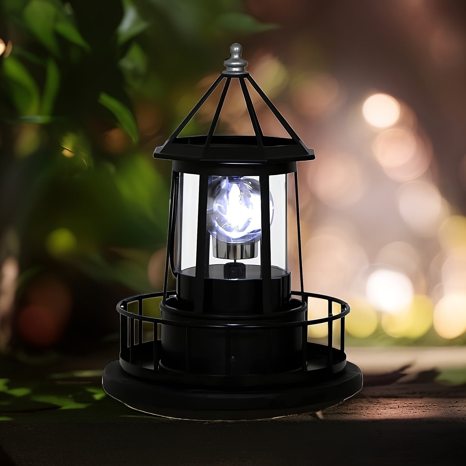 Solar Lighthouse, Solar Beacon Tower with Rotating Light Source, Outdoor Garden Landscape, Courtyard Light, Solar Lighthouse Statue Light Perfect for Outdoor Garden Paths and Patios