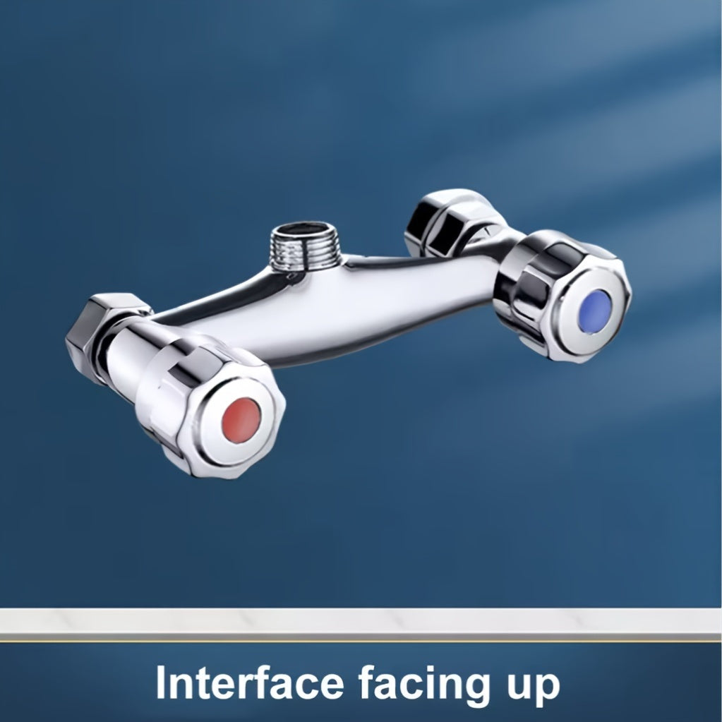 Chrome Plated Brass Dual-Outlet Shower Diverter Valve - With Thermostatic Control Valve, Wall Mounted