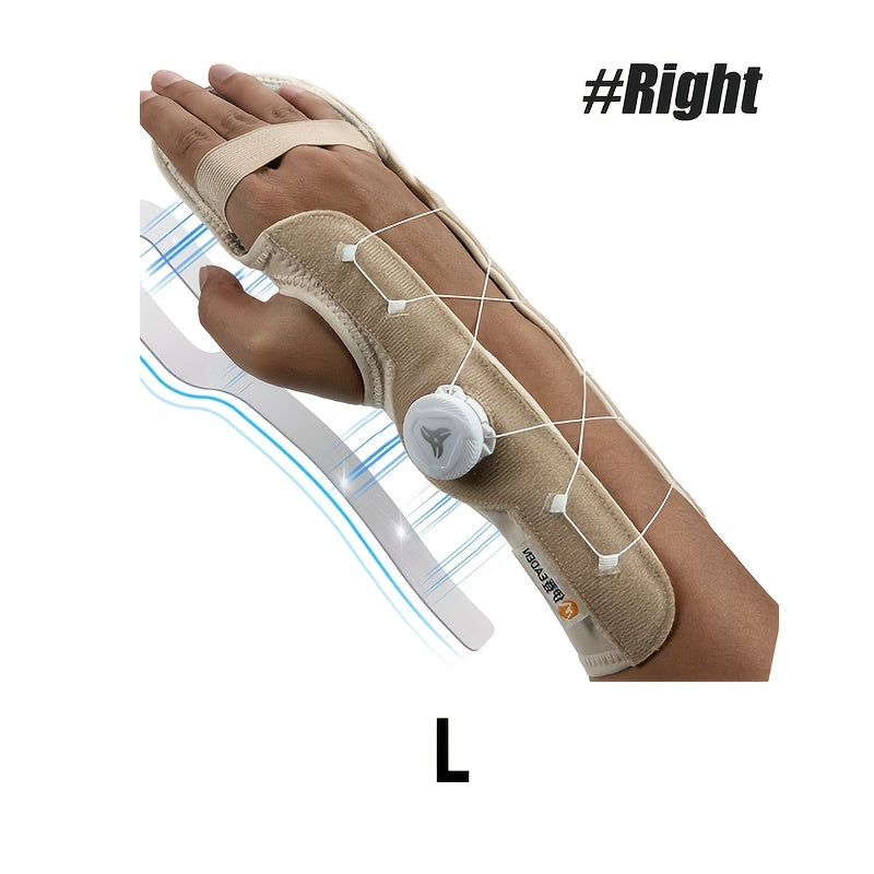 一件夜间支撑腕管综合征护腕，可调节旋钮设计，男女通用，带护套的腕部夹板支撑