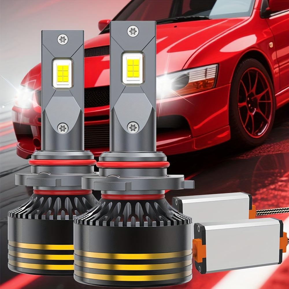 2PCS LED Motor Vehicle Headlight Bulbs, H7-QF009 H4/9005/H1/H4/9003/HB2/H11/9006/H1/9012, 3570 Chip, 800% Brightness, Easy Installation for Various Vehicles, with External Driver Canbus Plug-and-Play