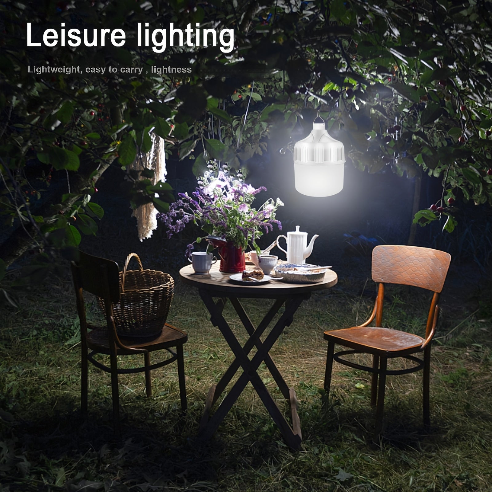 One Rechargeable Light Bulb Lamp, Portable Night Light, High Brightness Lamp with Hook, for Outdoor, BBQ, Party, Emergency, Adventure, Campus Gathering, Camping, Gift