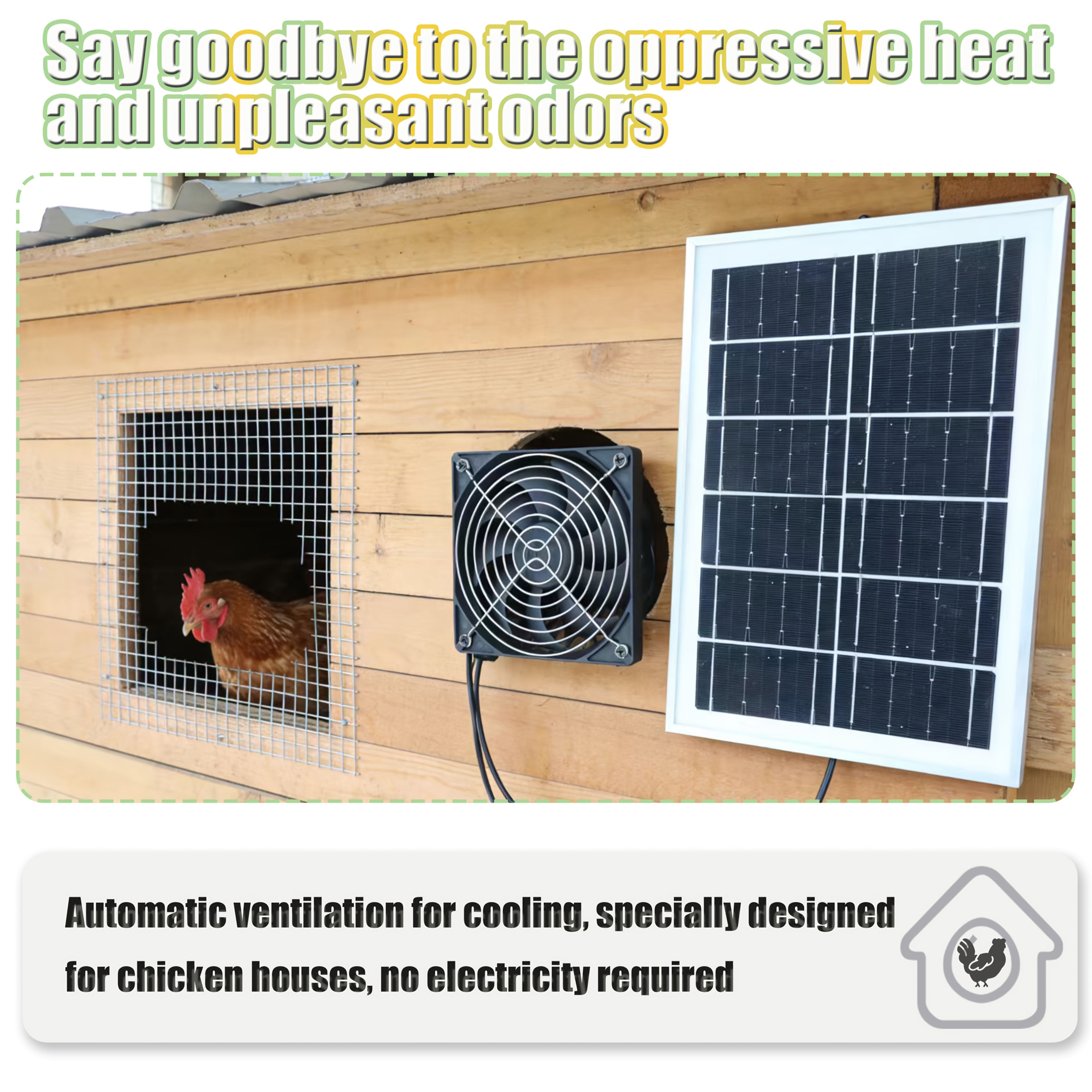 15W Portable Solar Panel with Fan | Solar Panel and Portable Cooling Fan Combo, PV Solar Panel Kit, Suitable for Greenhouse & Pet Ventilation, Outdoor Camping and Home Use | Solar Powered Fan