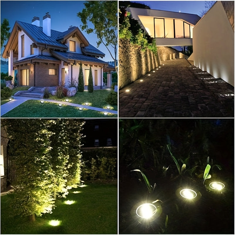 8/12-Piece Outdoor Solar Ground Light, 8-LED Solar Landscape Courtyard Light, IP44 Rating, Suitable for Path, Courtyard, Lawn and Driveway, White