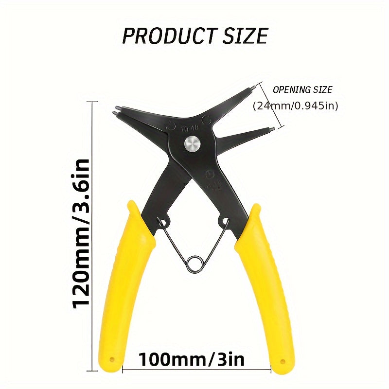 Multi-Function Circlip Pliers, Retaining Ring Pliers, Angle Pliers for Car and Engine Repair, 2-in-1 Dual Purpose Circlip Pliers, Internal & External Circlip Pliers, Spring Removal Circlip Pliers, Internal & External Dual-Use Repair Tool Wrench