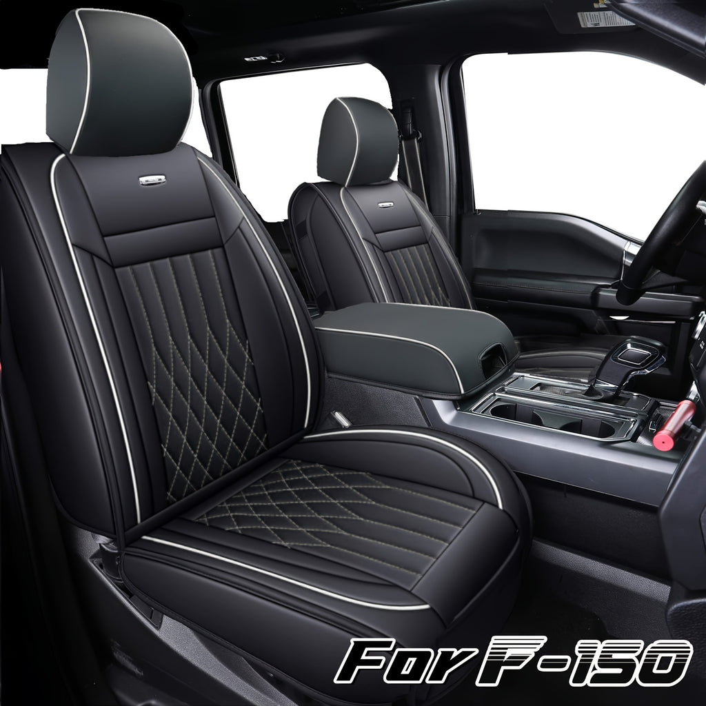 Full Set Seat Covers for Ford F150, Fits 2015-2025 Ford F150 and 2017-2025 Ford F250, F350, F450, Waterproof Artificial Leather