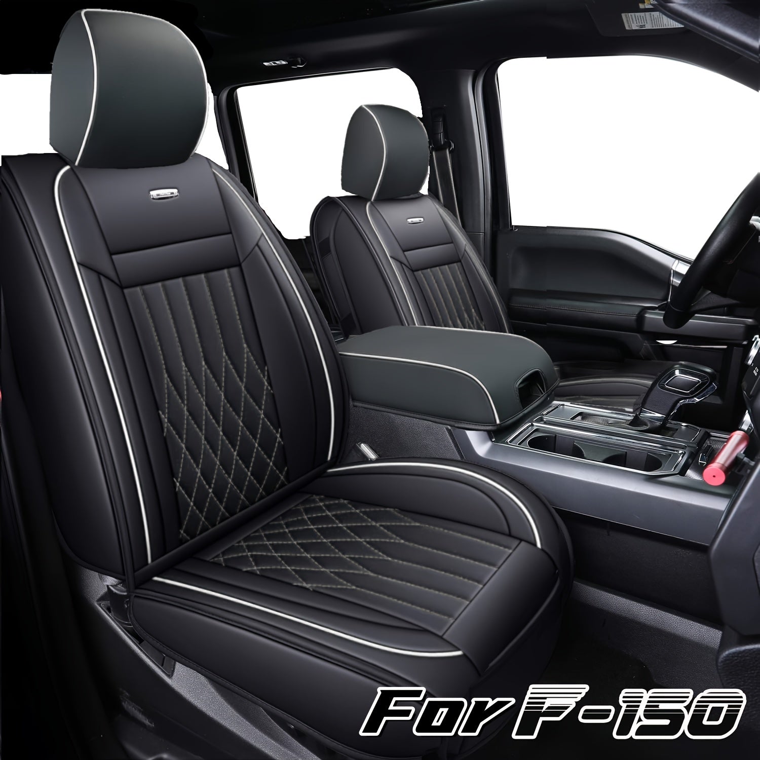 Full Set Seat Covers for Ford F150, Fits 2015-2025 Ford F150 and 2017-2025 Ford F250, F350, F450, Waterproof Artificial Leather
