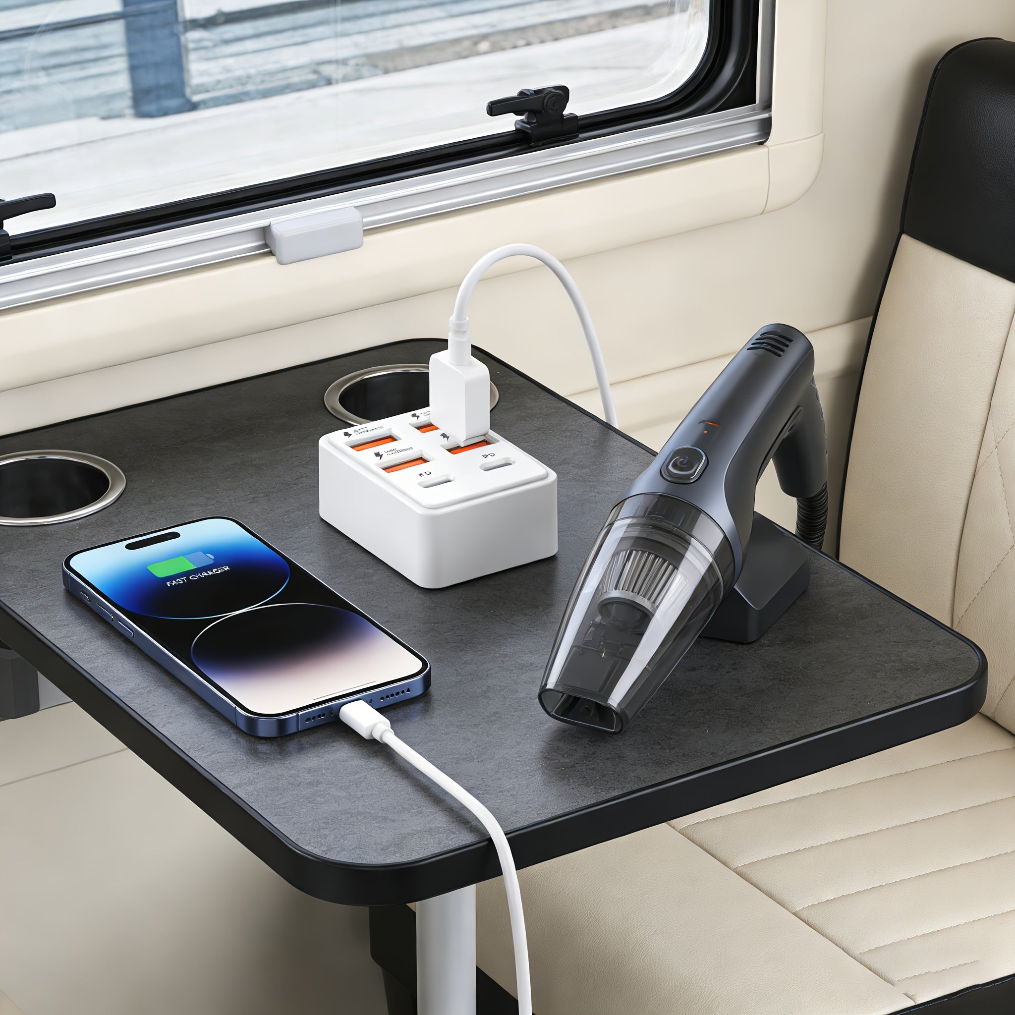1pc of a 4/6 Port High-Speed USB Charging Station, a Multi-Device Fast Charging Hub Compatible with Laptops, Tablets, And Phones, a Power Conversion Partner for Rvs, a Desktop Wall-Mounted Charger, And a Smart Dual-Socket Distribution