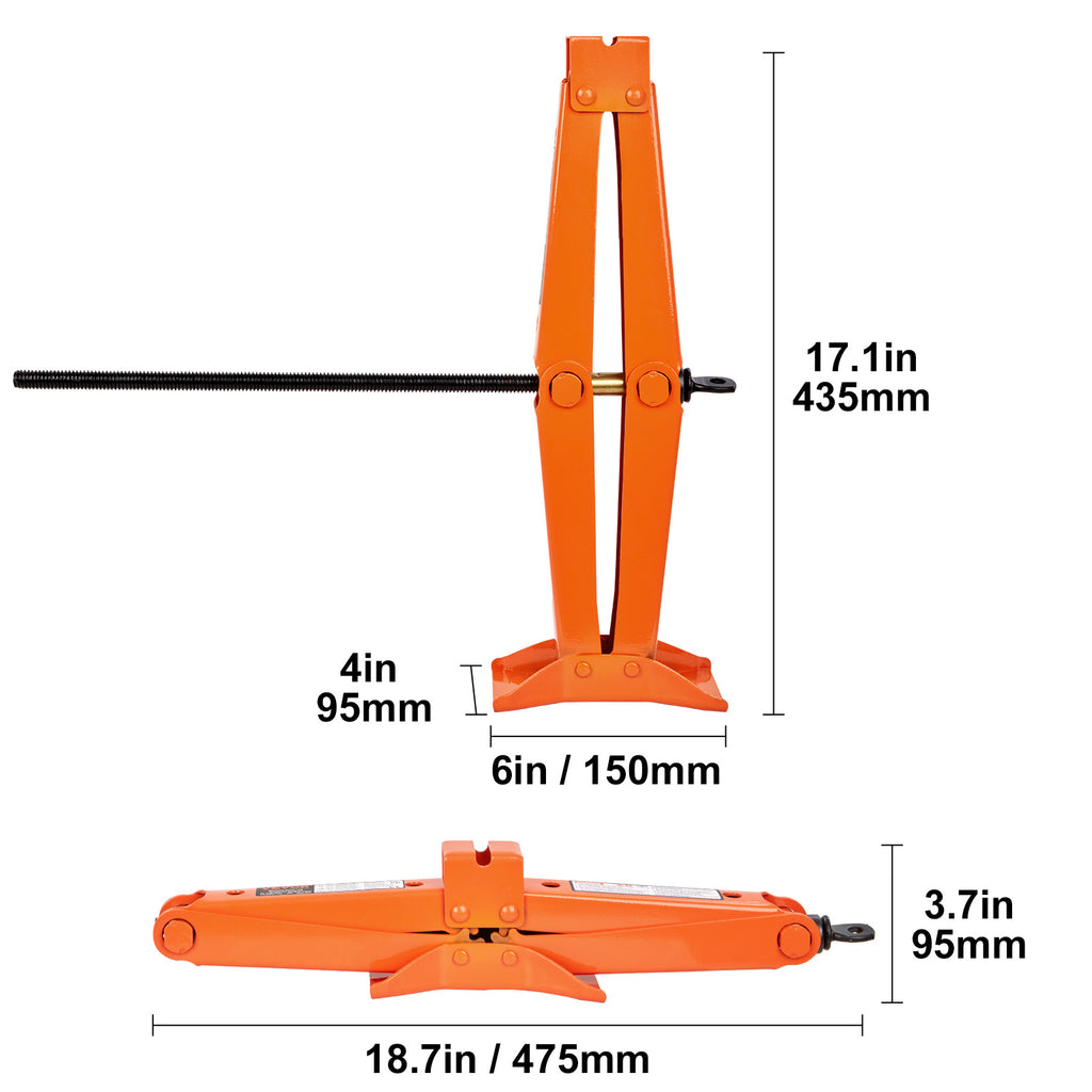 VEVOR Scissor Jack, 2.5 Ton/5512 lbs Scissor Car Jack, 3.7"-17.1" Lifting Range, Includes Ratcheting Handle and L-Wrench, Portable Tire Jack for Cars, Trucks, MPVs