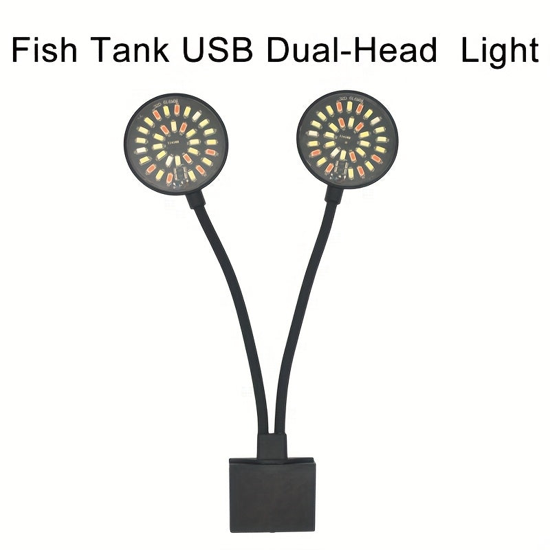 USB Aquarium LED Light, Clip-On Fish Tank Lamp, Full Spectrum Adjustable Brightness Plant Grow Light, 360° Rotatable Decorative Lamp