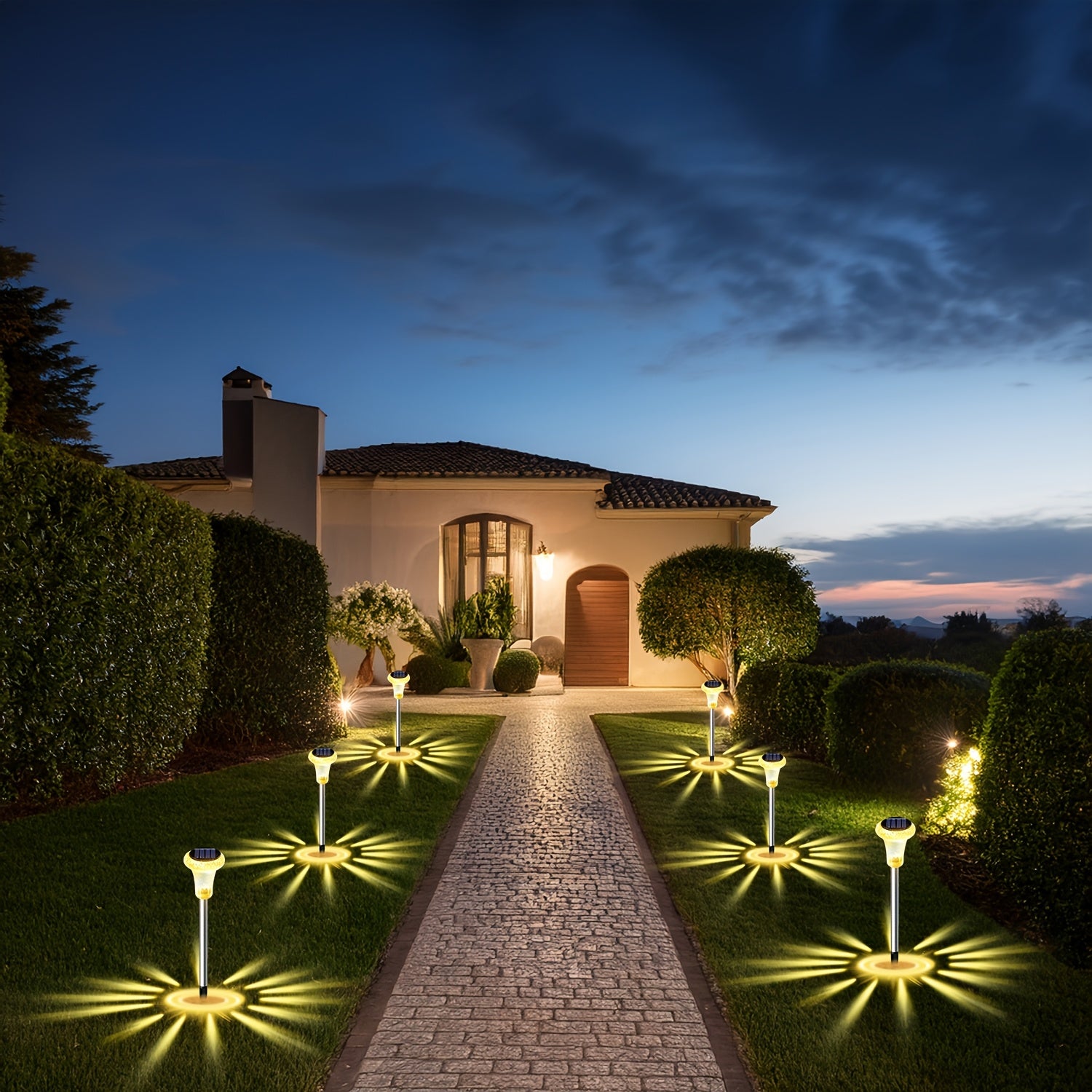4-pack solar crystal stick lights, outdoor solar garden lights, stainless steel pole, compact and practical, diamond pattern solar crystal lamp base, suitable for garden, driveway, courtyard lighting decoration
