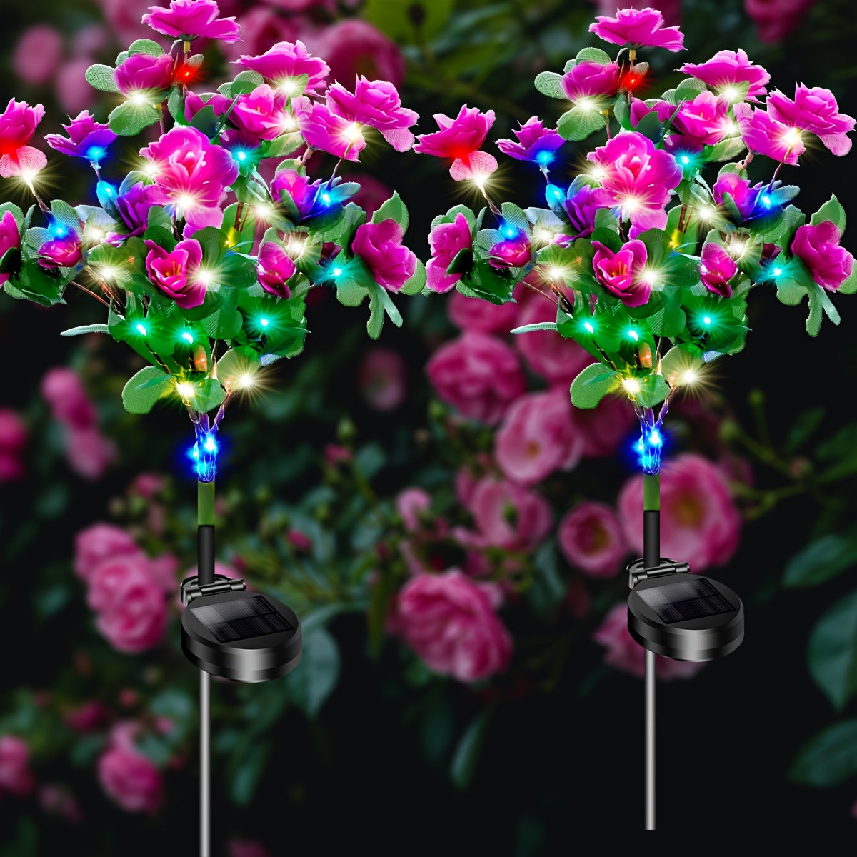 Solar Azalea Courtyard Light 2-Piece Set, IP65 Waterproof Outdoor Decoration, Suitable for Lawn / Patio, Holiday Gift (Christmas / Easter) for Mother / Wife