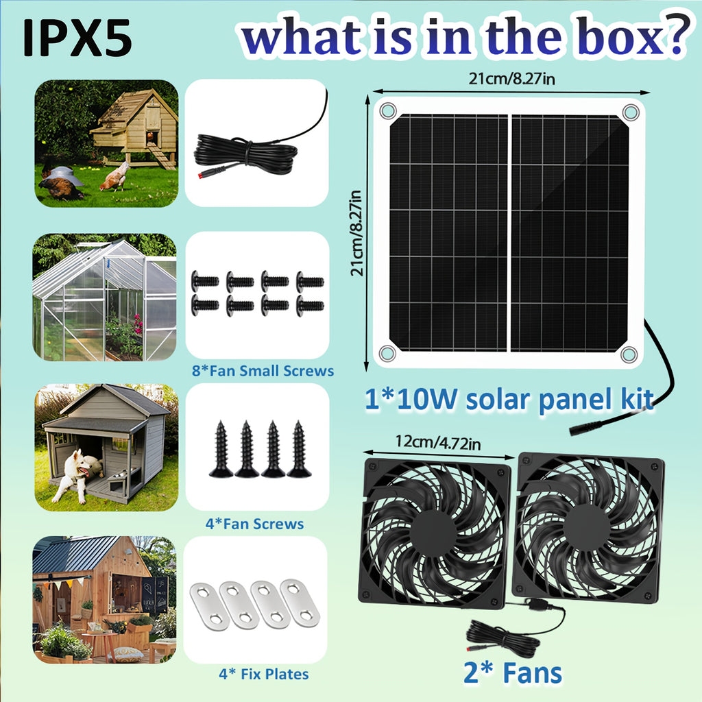 Outdoor Ventilation Fan, Suitable for Chicken Coop and Greenhouse, Equipped with Cable and Installation Tool Kit, 1 Set