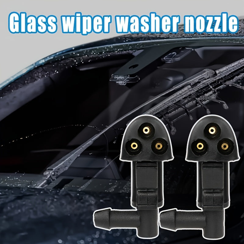 2-Pack Black Car Accessory Plastic Wiper Nozzle, 3-Hole Car Windshield Nozzle, Auto Parts Windshield Cleaning Nozzle