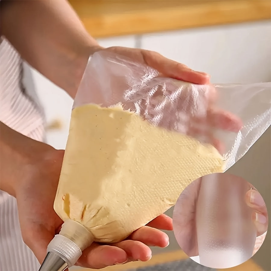 50/100/200Pcs Thickened Disposable Piping Bags, Icing Frosting Pastry Bags, Open Top Decorating Bags for Cake Dessert Decoration, Baking Kitchen Gadgets, Perfect for Cream Butter Cheese Dough Dessert Flower Making