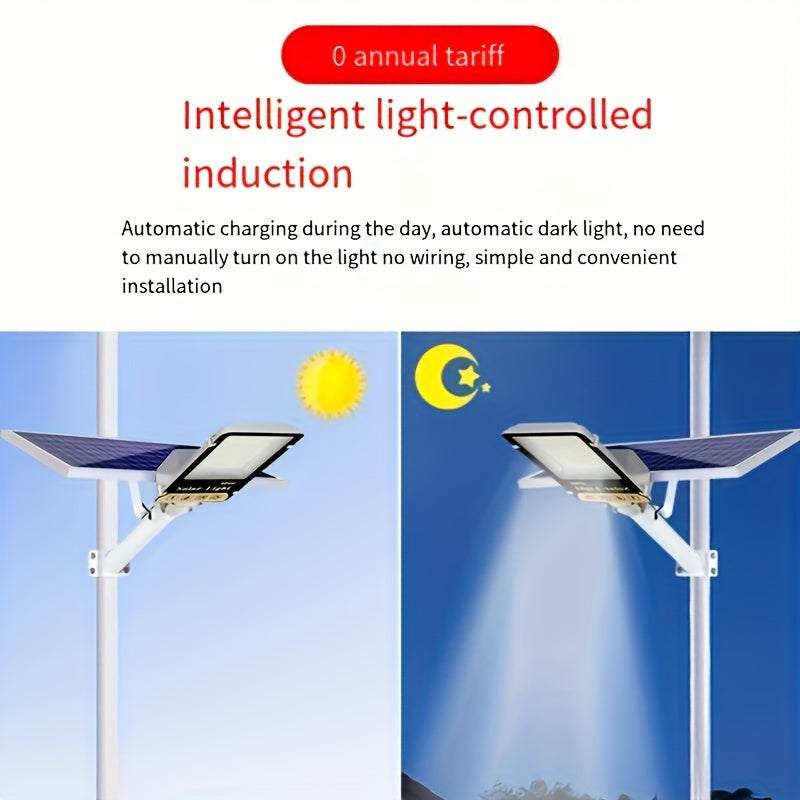 300 High-Brightness High-Efficiency Solar Street Light, Outdoor Parking Lot Light, Commercial Dusk-to-Dawn Motion Sensor Floodlight, High-Brightness LED Beads, Monocrystalline Silicon Solar Panel, Lithium Iron Phosphate Battery