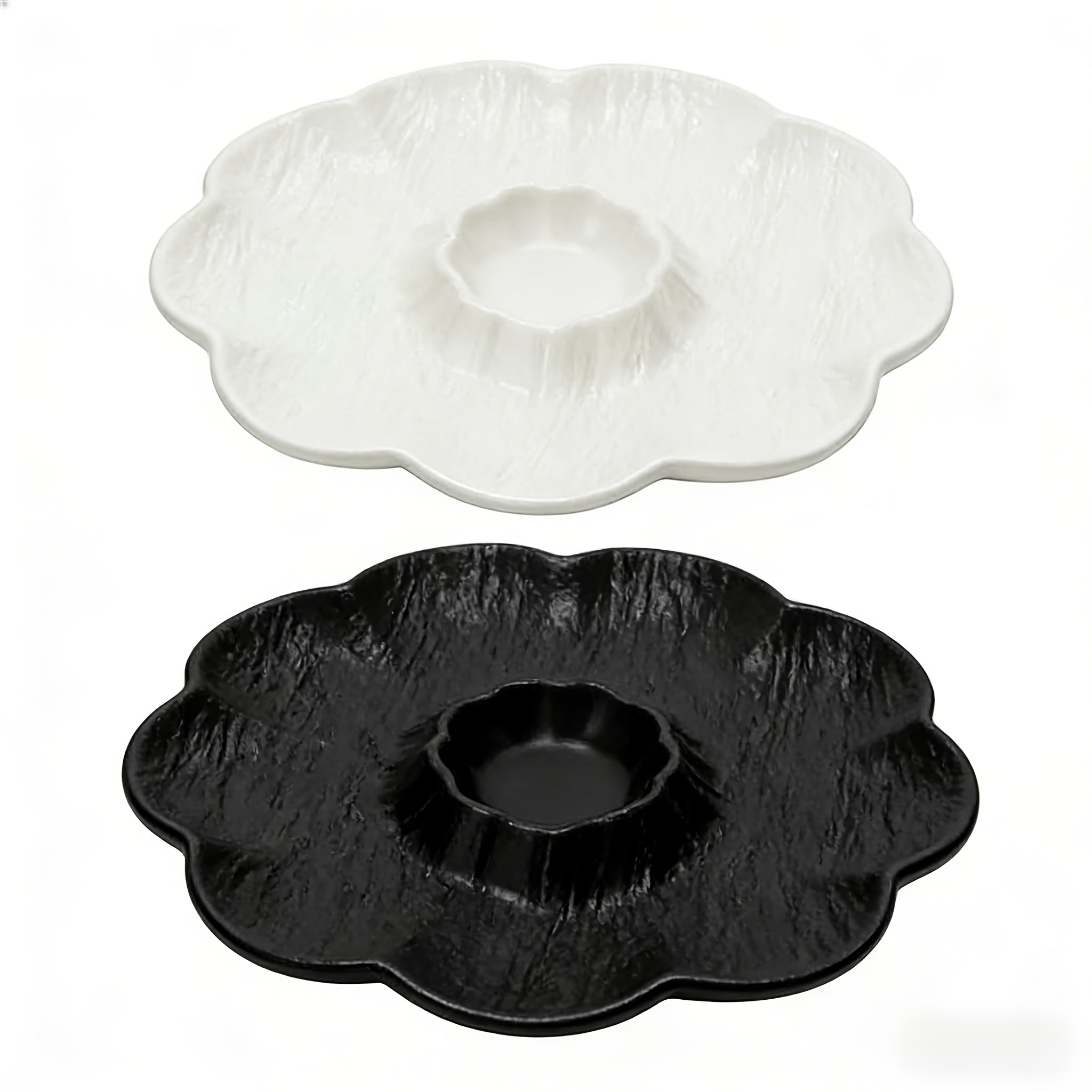 2pcs Novel Multi-Use Plastic PP Dinner Plate with Sauce Dish, Reusable Home Sushi Plate, New Year Dumpling Plate – Perfect for Dumplings, Deviled Eggs, Noodles, Vegetable Platter, Sushi, Tacos, Salsa, Deli, BBQ Breakfast Dips
