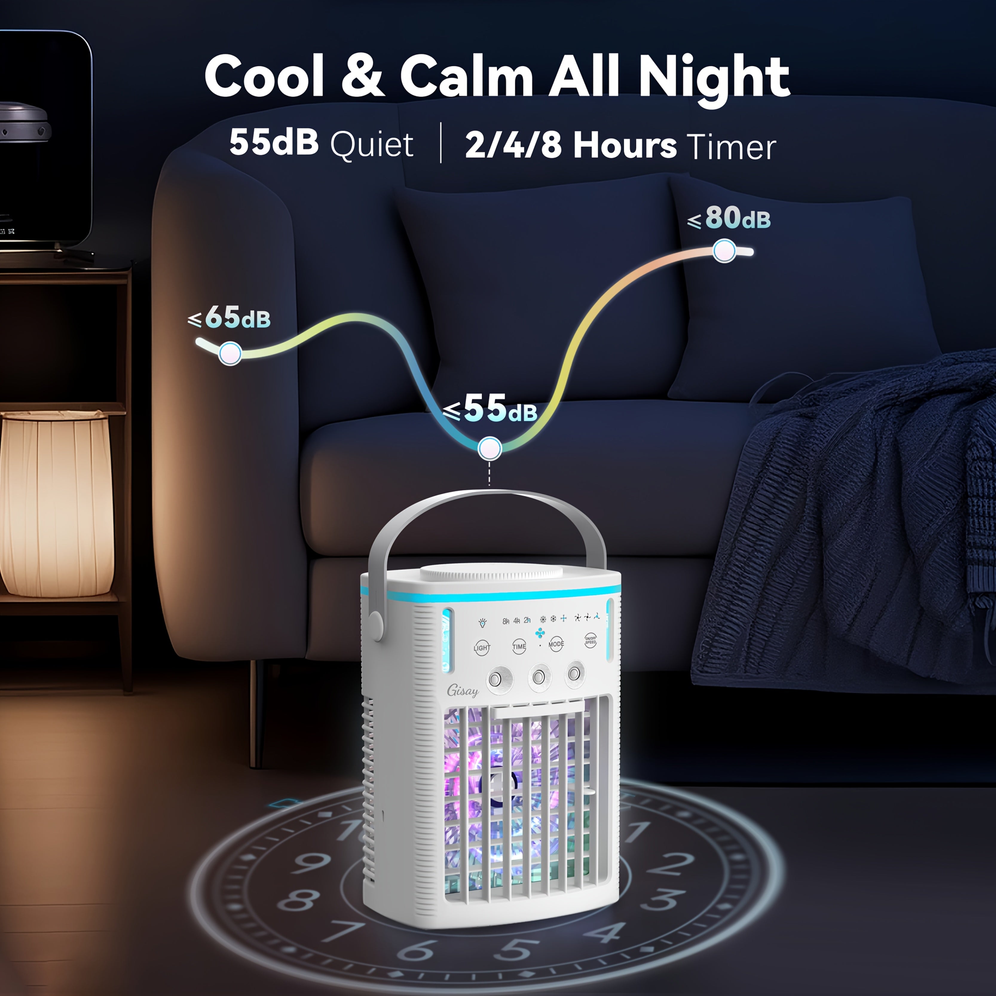 Gisay Portable USB Air Cooling Fan, Personal Evaporative Cooler with Humidification, Compact Desktop Cooling Fan for Home, Travel &amp; Workplace