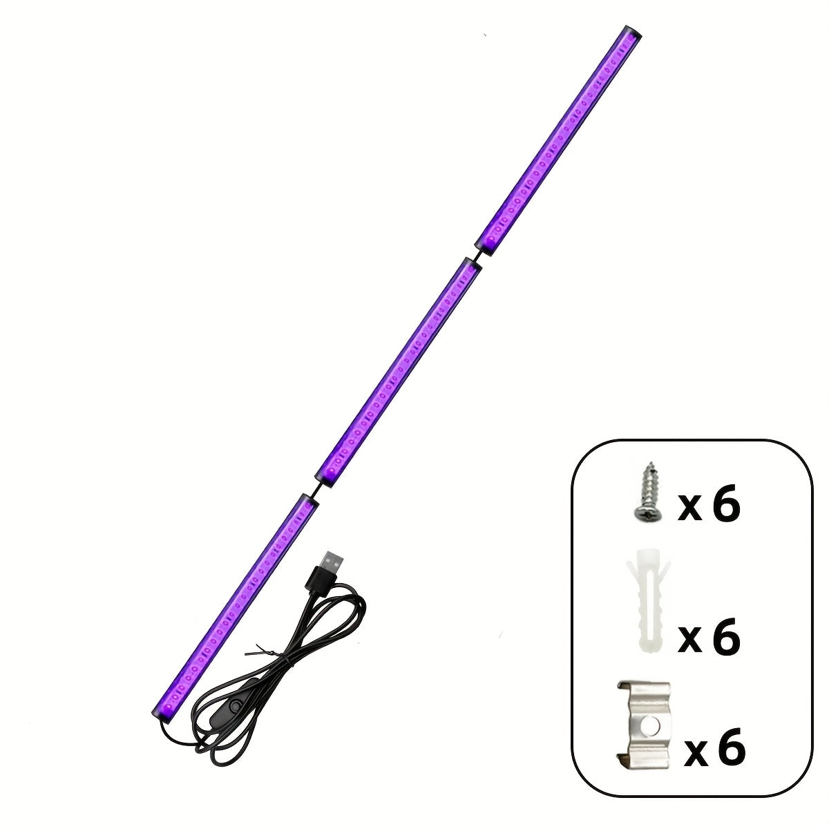 Splicing black light strip, UV black light tube, UV fluorescent light, DIY splicing light, suitable for gaming room ambiance light, Halloween, Thanksgiving, Christmas parties, disco, birthday, fluorescent posters, body painting, event scene lighting