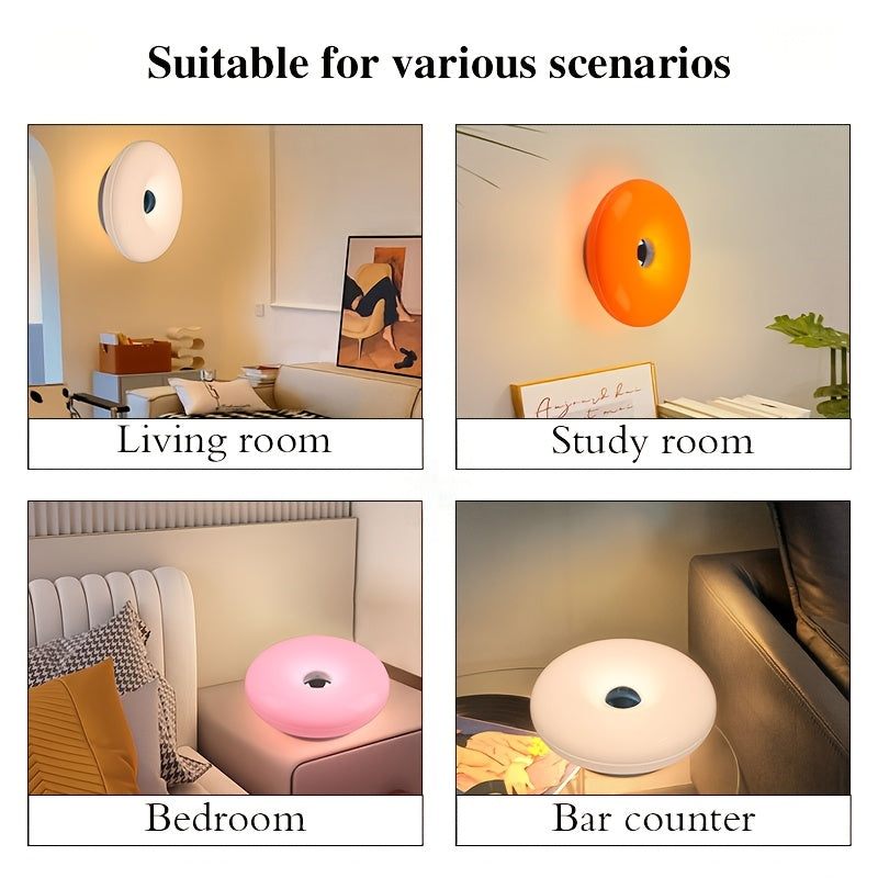 Wall-Mounted LED Night Light, Can Be Used as Table/Wall Dual Purpose, USB Charging, 3-Color Temperature Stepless Dimming, Suitable for Living Room, Wall, Study, Bedroom, Hallway and Other Decorative Ambient Lighting.