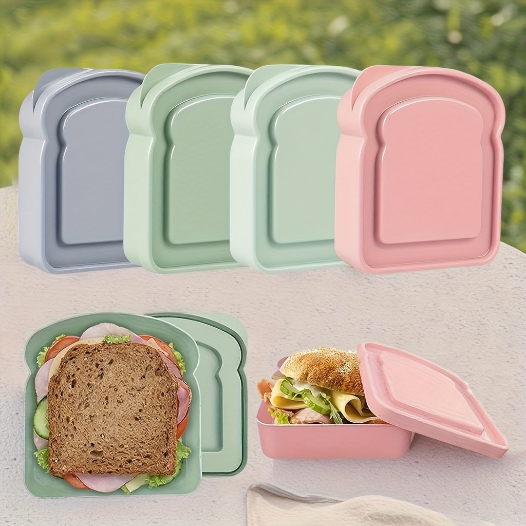 Sandwich Box, Lunch Box – Plastic Toast-Shaped Food Storage Container with Lid – Microwave & Dishwasher Safe – Perfect for Home or Adults (Colorful)