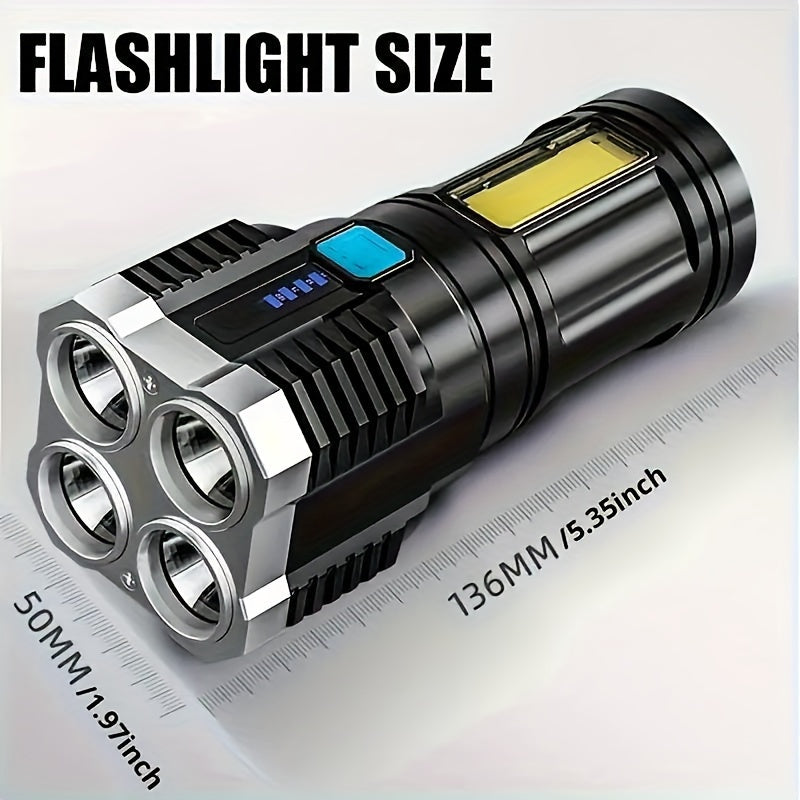 High Power IP65 LED Flashlight, Super Bright Long Range Rechargeable Tactical Handheld Light, Outdoor Camping Lantern
