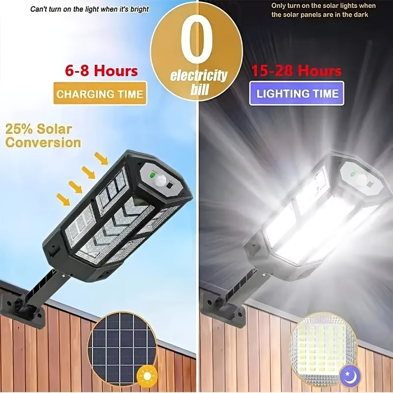 1 Pack 6500K Super Bright LED Solar Wall Light, Motion Sensor, 3 Lighting Modes, Outdoor Garden Security Street Courtyard Light with Battery