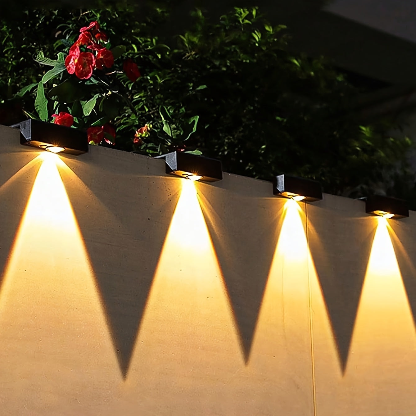 Solar Outdoor Deck Light, Porch Courtyard Exterior Wall Washer Light, 7-Shaped Wall Top Sconce, Automatic On/Off Night Lighting