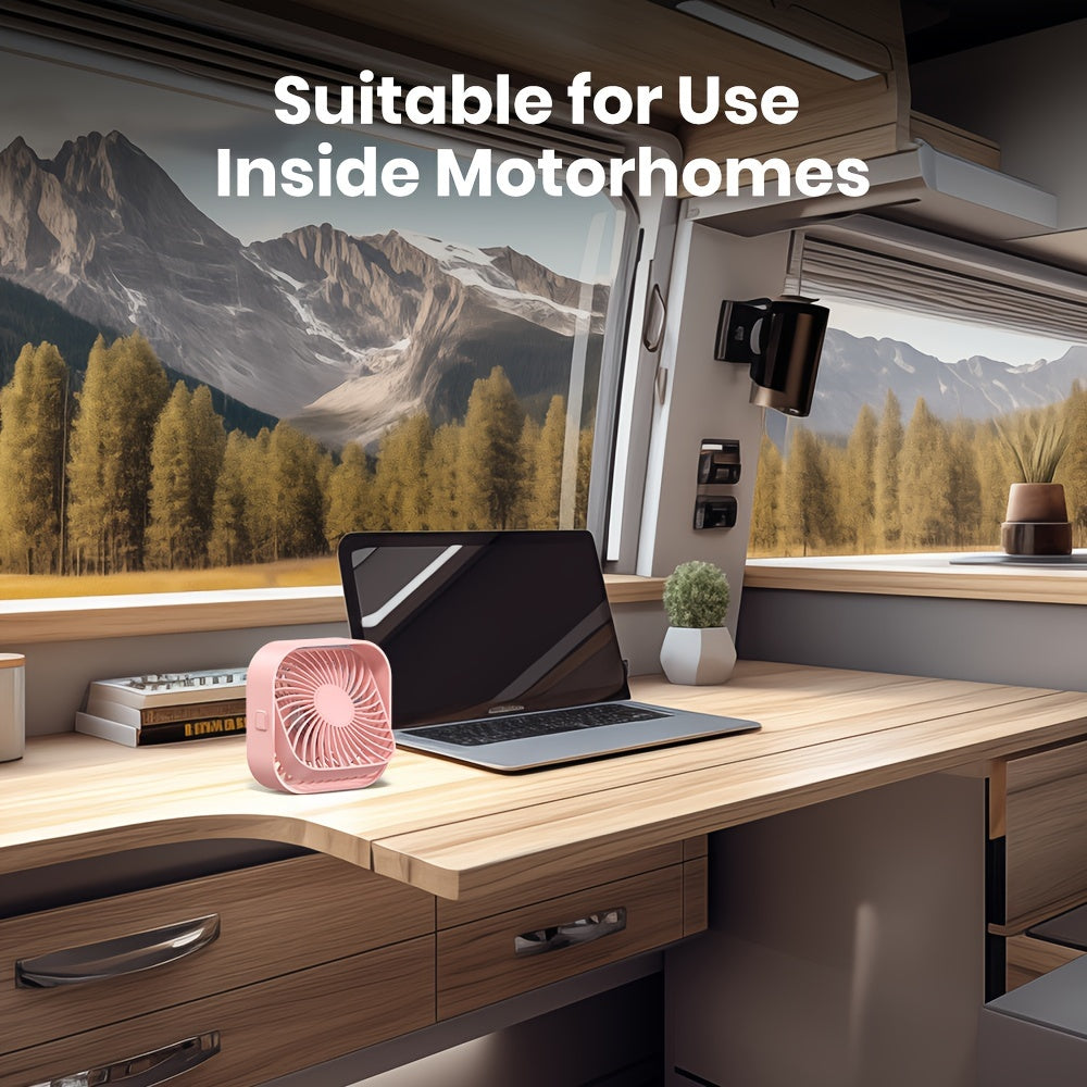 RV Fan, TOPK K51 Mini USB Desk Fan, Premium Brushless Motor, Quiet Operation, High Airflow, Elegant Design, Perfect for Bedroom or Personal Use on Small Tables