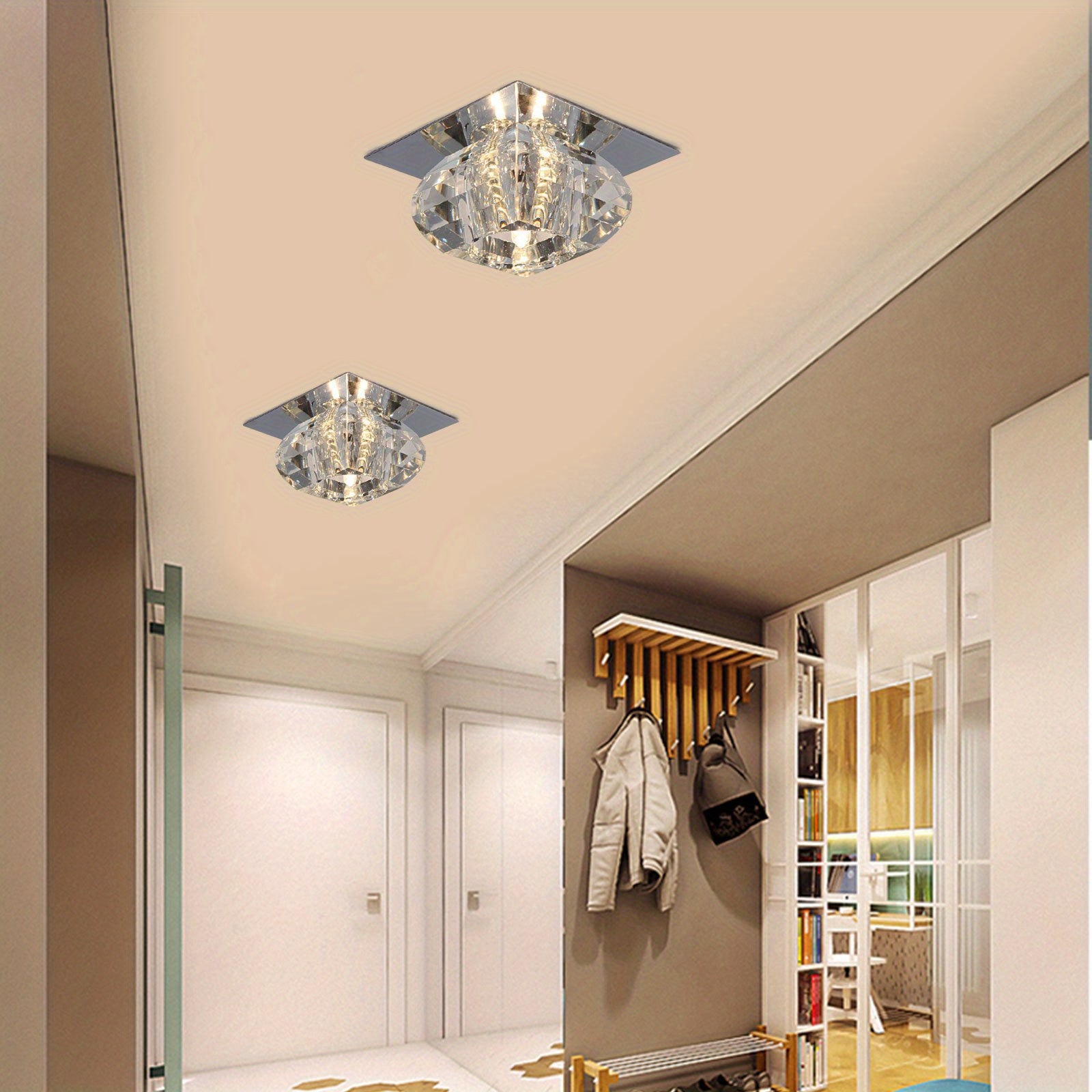 Modern home hallway crystal chandelier, dimmable