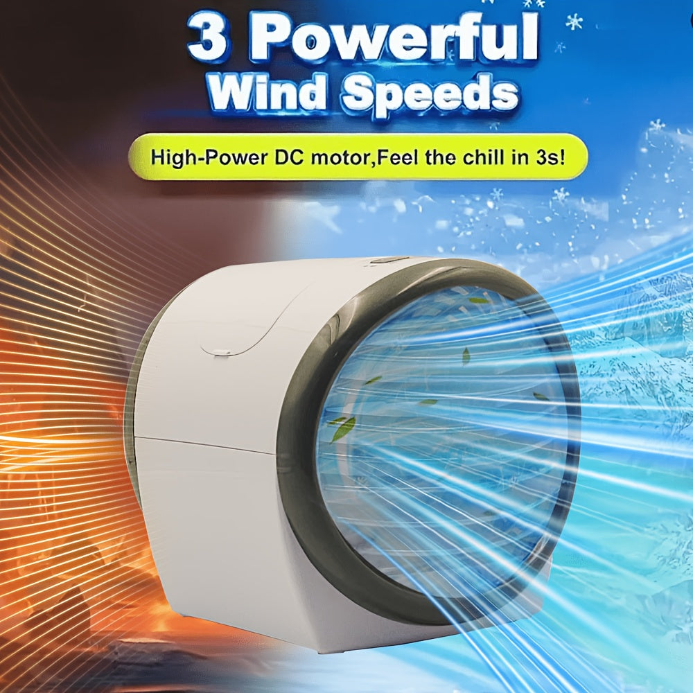 Portable Desktop Air Cooling Fan with Humidifier, USB Powered, 16.91oz Large Water Tank, 3-Speed Adjustable Wind, Adjustable Mist Output, Essential Cooling Device for Home and Office
