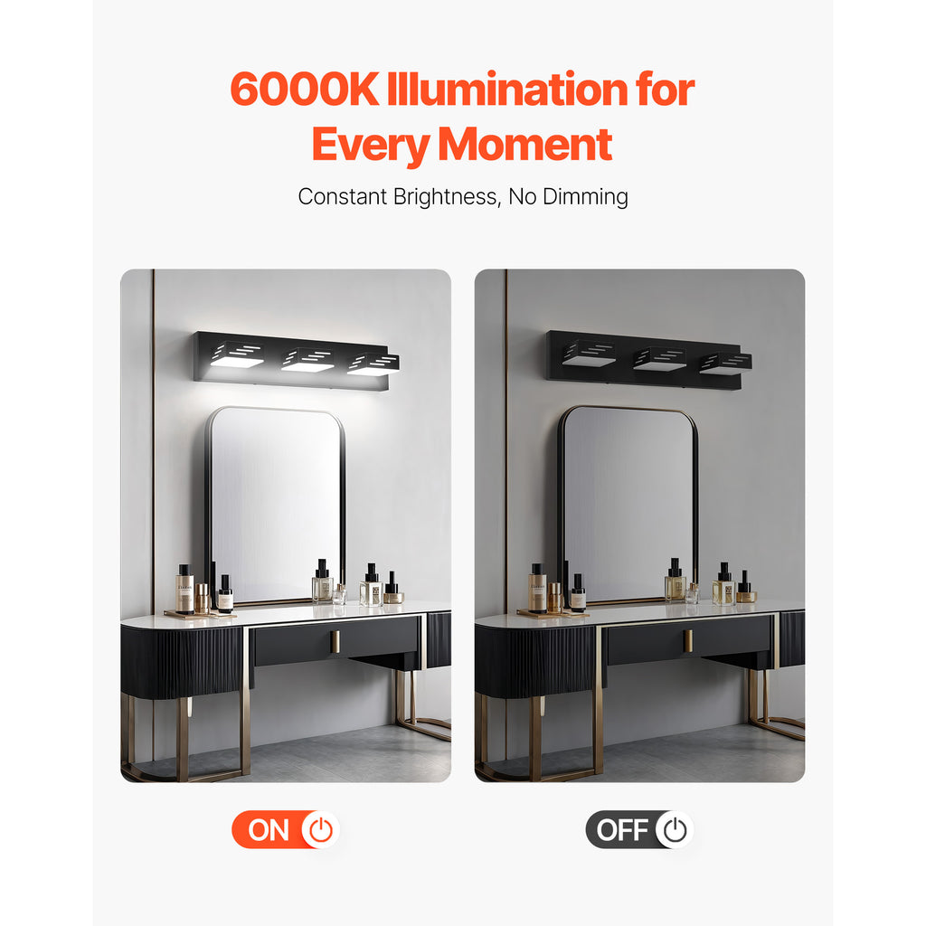 VEVOR 3/4/5/6-Light LED Modern Bathroom Wall Lamp 19.69/25.6/33.5/40.2-Inch Wall Light