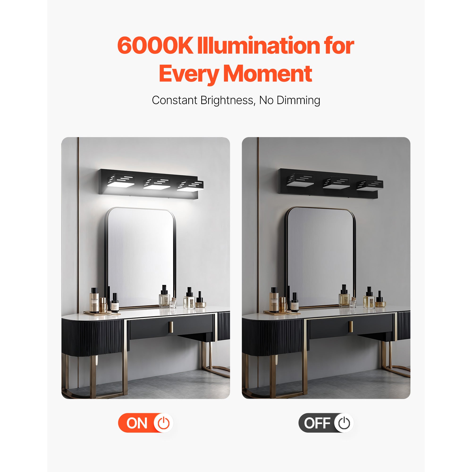 VEVOR 3/4/5/6-Light LED Modern Bathroom Wall Lamp 19.69/25.6/33.5/40.2-Inch Wall Light