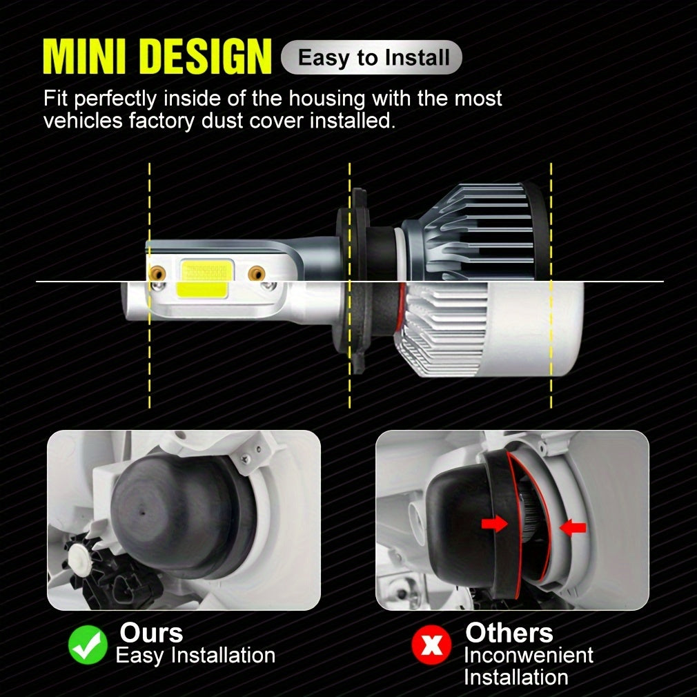 EXstorm 2-Pack 15000 Lumens H4 LED Car Bulbs H7 H8 H11 H1 9005 9006 HB3 HB4 LED Headlights Mini Car Light 12V 6000K White Light