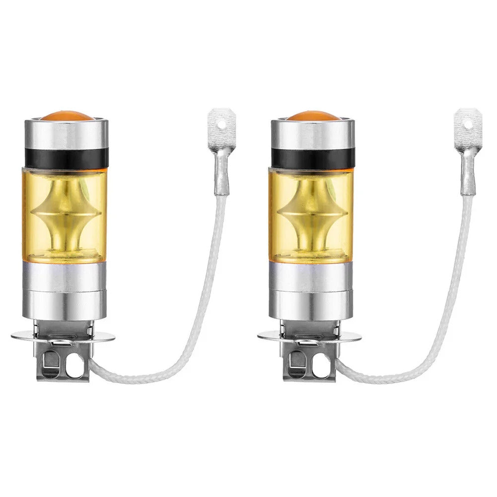LED Headlight Fog Light Driving Light Bulb Set 4300K Yellow 100W, for Daytime Running Light Fog Light Bulb Replacement 2X H3 Super Bright, No Battery Included